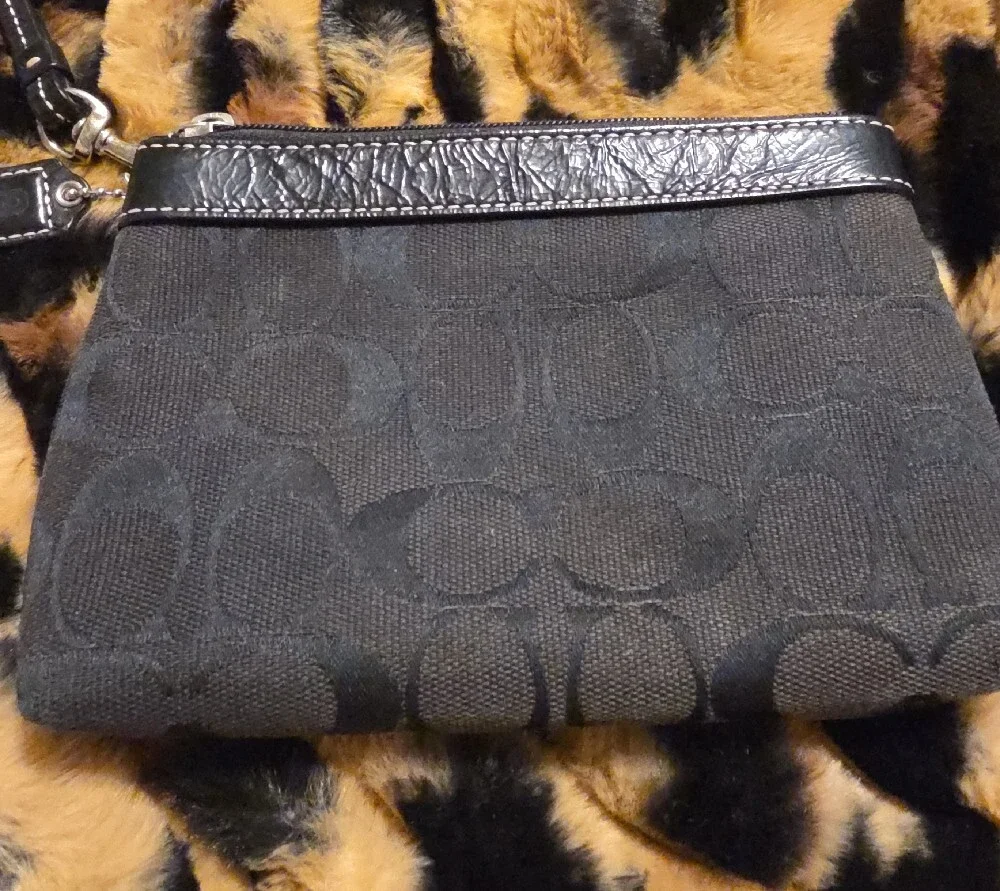 Coach Black Signature Wristlet Clutch